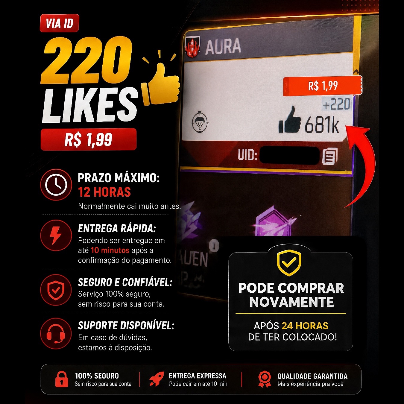 220 LIKES PARA SUA CONTA