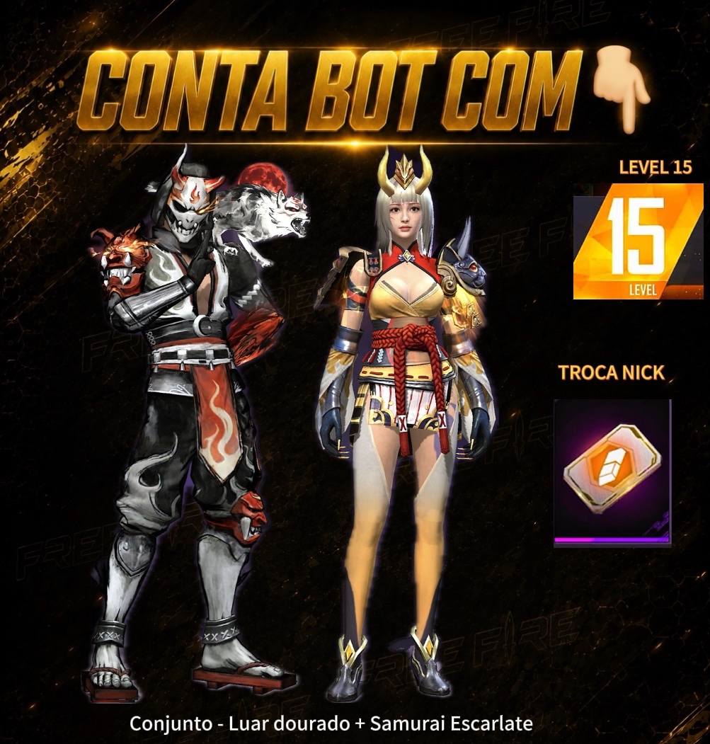 CONTA BOT COM CONJUNTO LUAR DOURADO + CONJUNTO SAMURAI ESCARLATE