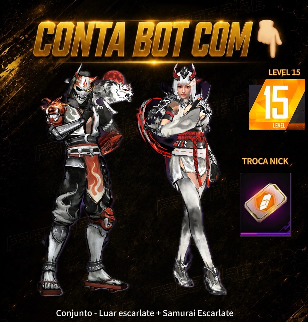 CONTA BOT COM CONJUNTO LUAR ESCARLATE + CONJUNTO SAMURAI ESCARLATE